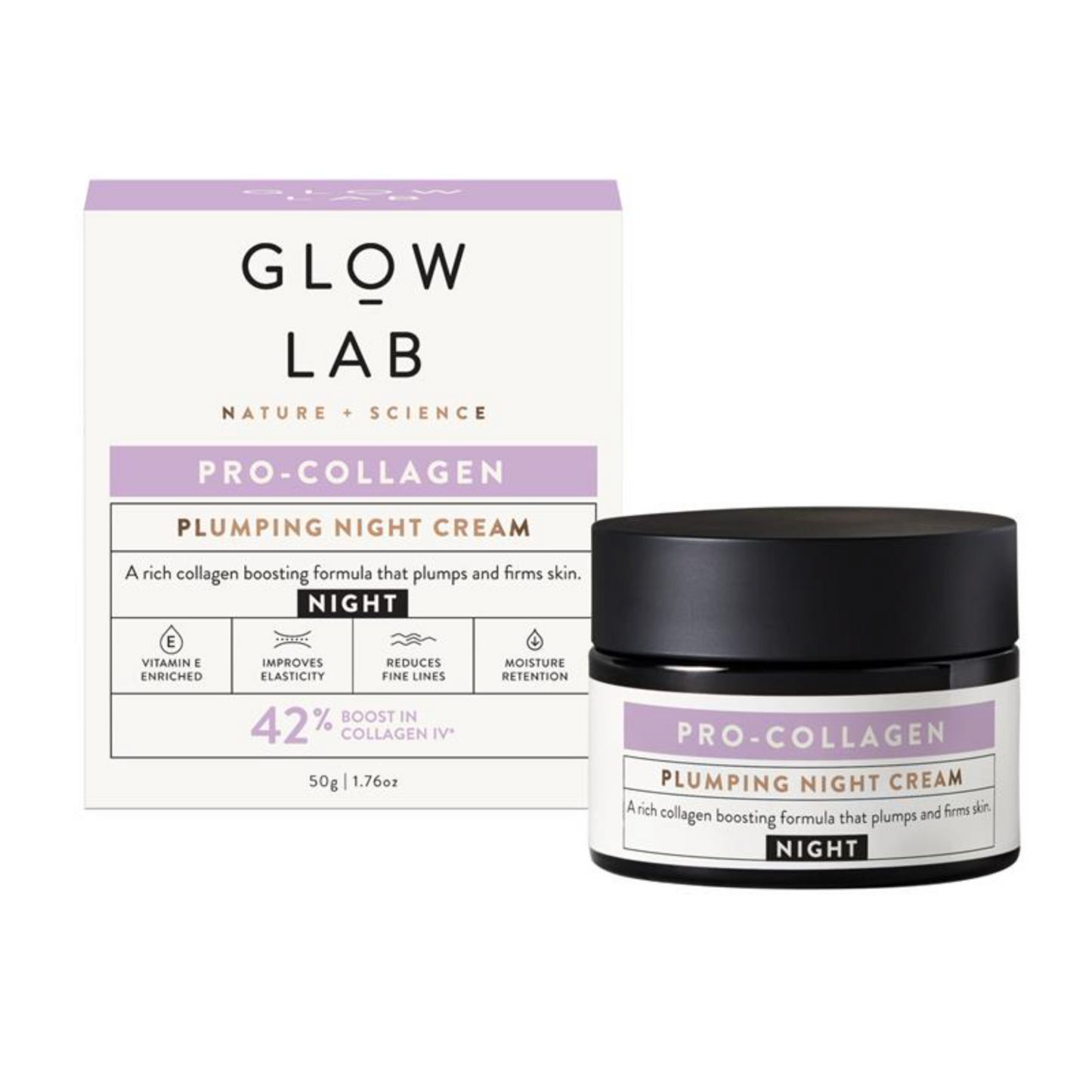 GLOW LAB PRO-COLLAGEN PLUMPING NIGHT CREAM New Zealand collagen firming night cream 50g