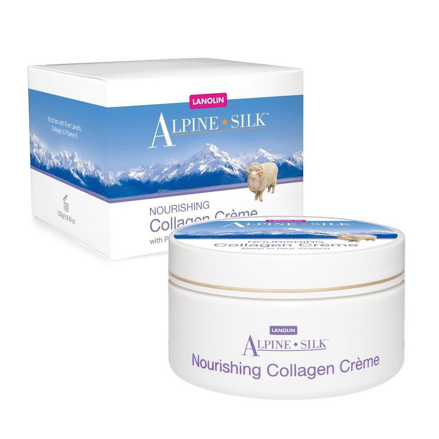 Alpine Silk 紐西蘭艾貝斯,羊毛脂膠原蛋白霜 100g