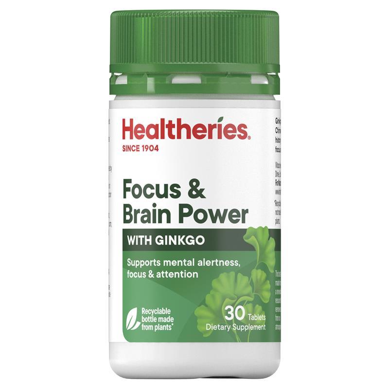 Healtheries Focus & Brain Power with Ginkgo,銀杏專注力配方錠 30粒