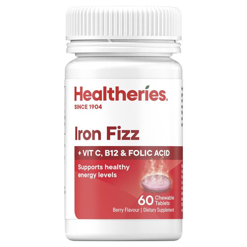 Healtheries Iron Fizz + Vit C, B12 & Folic Acid,莓果鐵質咀嚼錠 60粒