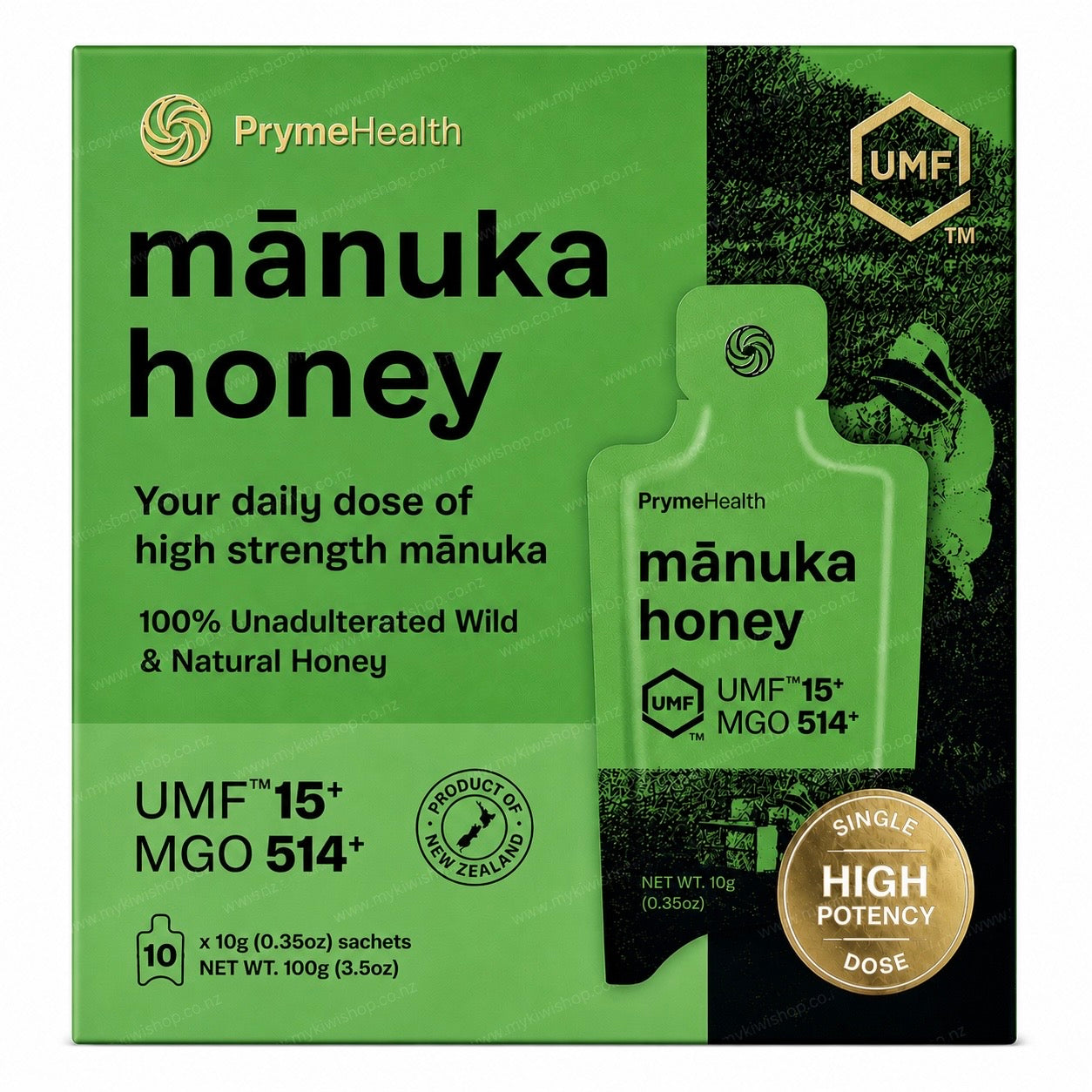 PrymeHealth Mānuka Honey UMF™ 15+ MGO 514+ Sachets 10 Pack