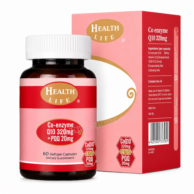 Health Life Co-enzyme Q10 320mg + PQQ 20mg 60 Softgels
