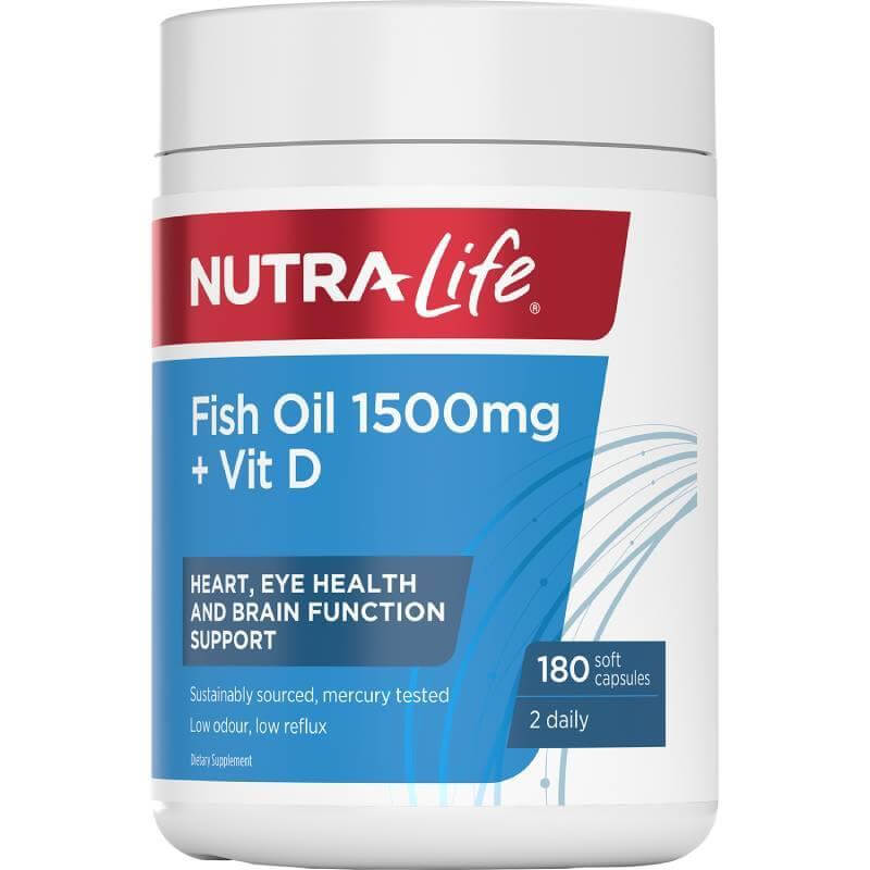Nutralife Fish Oil Plus Vitamin D 紐西蘭紐樂 魚油1500mg+維生素D 180粒