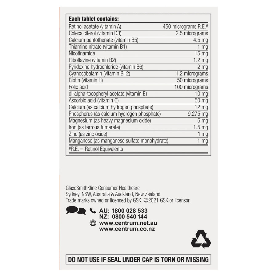 Centrum Kids Orange <br>Centrum Children's Multivitamin 60 Tablets Orange Flavor