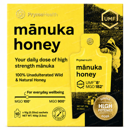 PrymeHealth Mānuka Honey UMF™ 8+ MGO 182+ Sachets 10 Pack