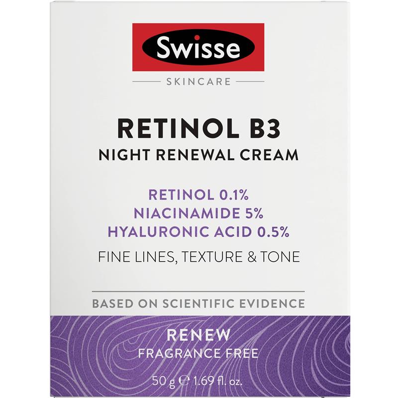 Swisse Skincare Retinol B3 Night Renewal Cream 視黃醇B3夜間修護霜 50g