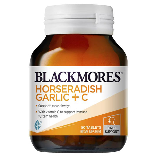 Blackmores Horseradish Garlic + C 澳洲澳佳寶 辣根大蒜維生素C 呼吸道支援片 50片