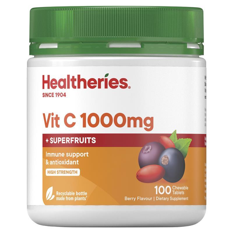 Healtheries Vit C Superfruits 1000mg，超級莓果維他命C咀嚼錠 100粒