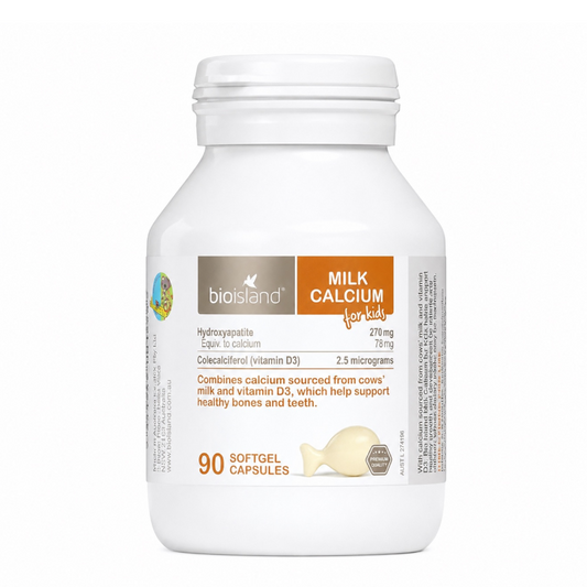 Bio Island Milk Calcium For Kids，嬰幼兒童牛乳鈣軟膠囊 90粒