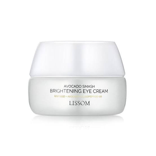 Lissom Avocado Smash Brightening Eye Cream 30ml; reduces dark circles and wrinkles, nourishes skin with avocado, kiwi, peptides, Made in New Zealand