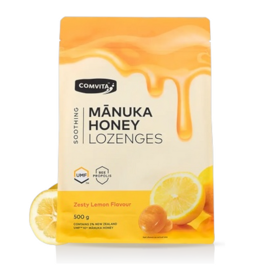 Comvita コンビタ ニュージーランド、マヌカハニーUMF10+プロポリスのど飴 レモン味 500g