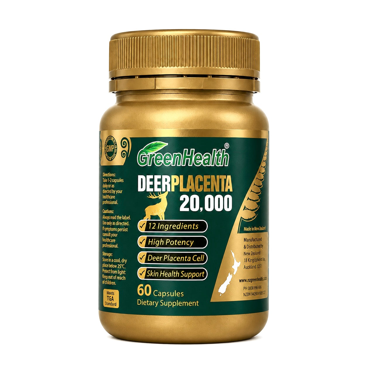 Green Health Deer Placenta High Strength Deer Placenta Capsules 20000mg 60 Capsules