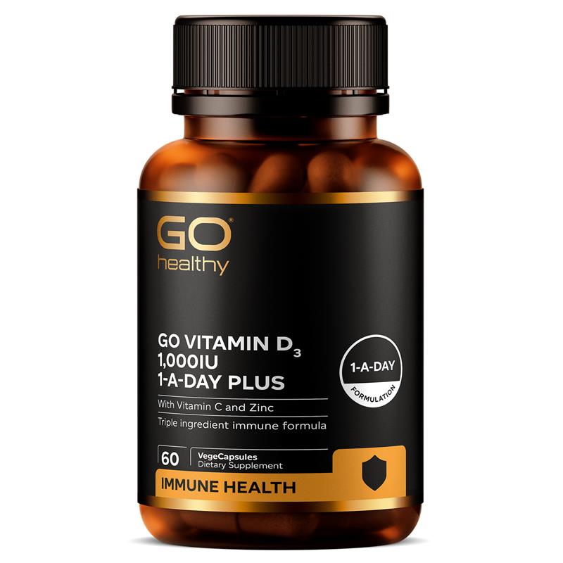 GO Healthy Vitamin D3 1000IU with Vitamin C + Zinc 60 Capsules