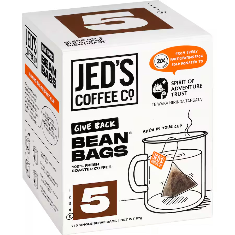 Jed's Coffee Bean Bags 紐西蘭傑得，三角立體咖啡包 5號 極深度烘培 10包入