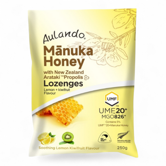 Aulando 紐西蘭麥蘆卡蜂蜜UMF20+ 蜂膠糖 檸檬奇異果 250g