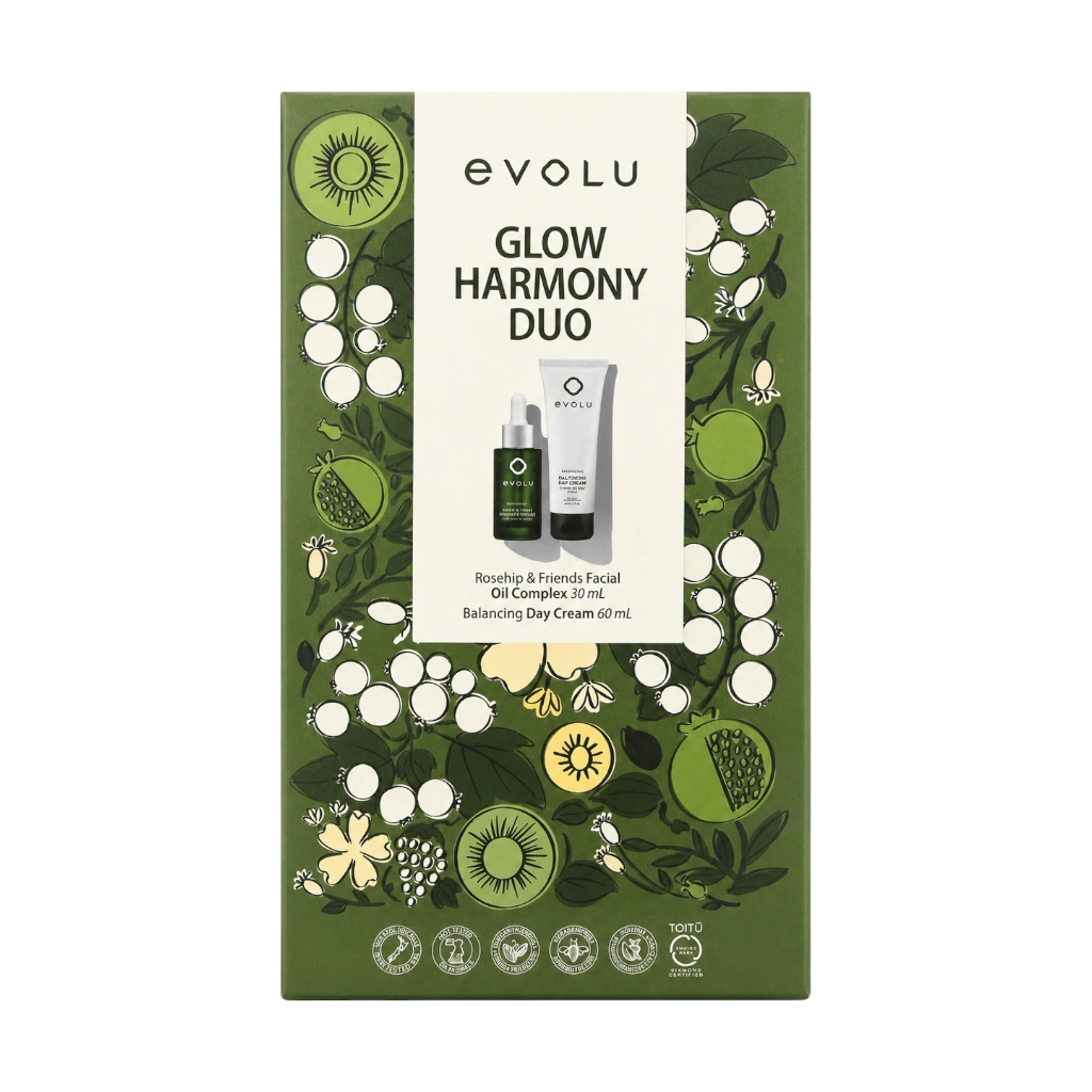 Evolu Glow Harmony Duo 玫瑰果精華油＋平衡日霜保養組