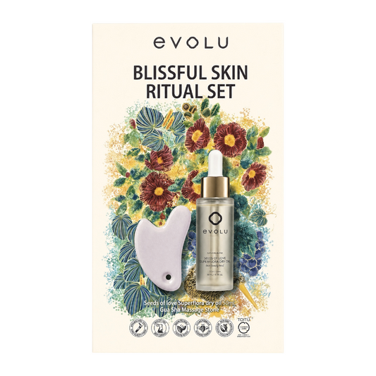 Evolu Blissful Skin Ritual 臉部精華油＋刮痧按摩板保養組