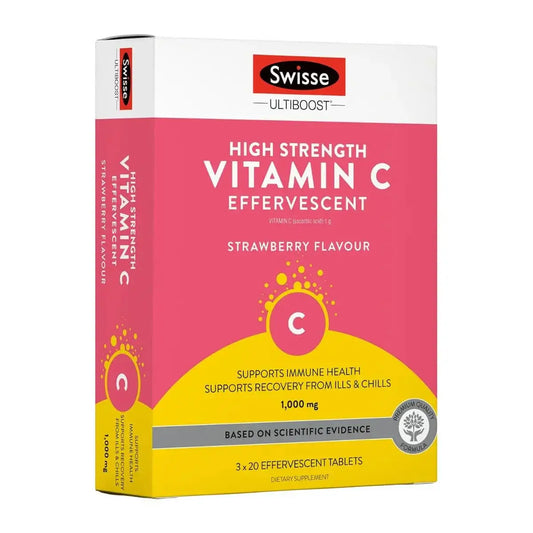 Swisse High Strength Vitamin C Effervescent Strawberry 60 Tablets