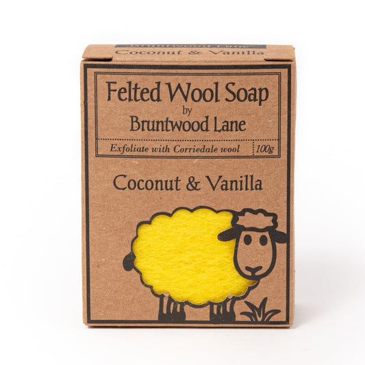 Bruntwood Lane Felted Wool Soap 100g - Coconut & Vanilla