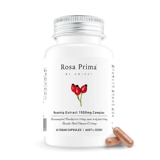 Unichi Rosa Prima Rosehip Extract Complex 1500mg 玫瑰果油精華 美白丸 60粒