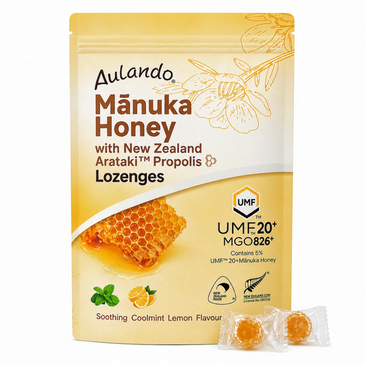 Watermarked - Aulando Manuka Honey Lozenges 紐西蘭麥蘆卡蜂蜜UMF20+ 蜂膠糖 原味 250g